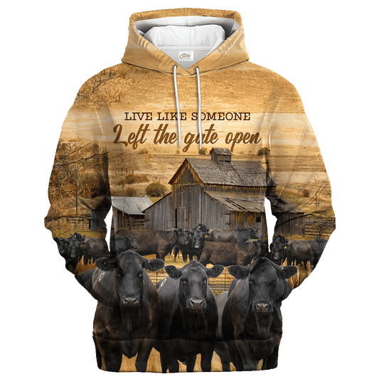 Black Angus Farm Left The Gate Open Hoodie, Angus Hoodie Premium Hoodie Men Women SO0499