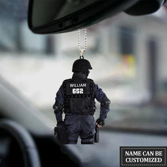 Personalized Flat Acrylic Ornament Police Gift Car Hanging Ornament OO0074