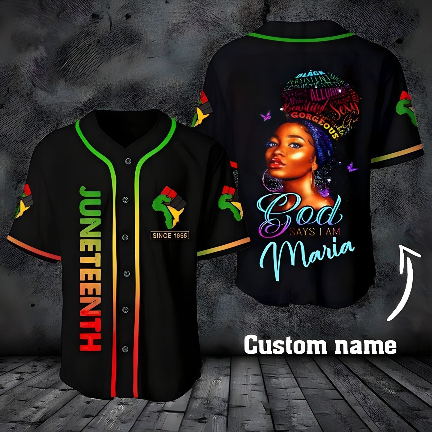 Personalized Name Juneteenth Since 1865 Black girl God Jesus say you are Baseball Tee Jersey Shirts 3D SO0221