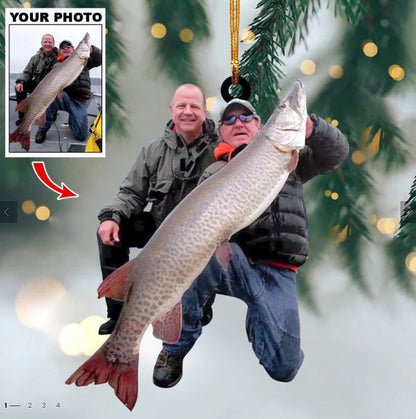 Personalized Photo Acrylic Christmas Ornament – Gift For Fishing Lover SO1146