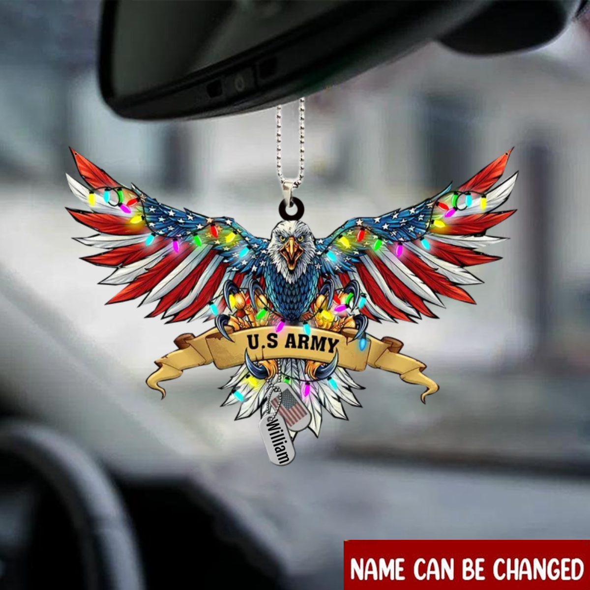 Personalized Flat Acrylic Car Haning Ornament US Military Eagle OO0080