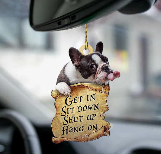 French bulldog get in two sided ornament OO0167