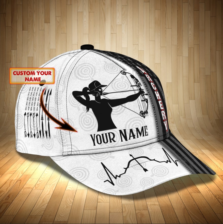 3D Classic Cap Archery Girl Personalized Name Cap Tendpins CA0988