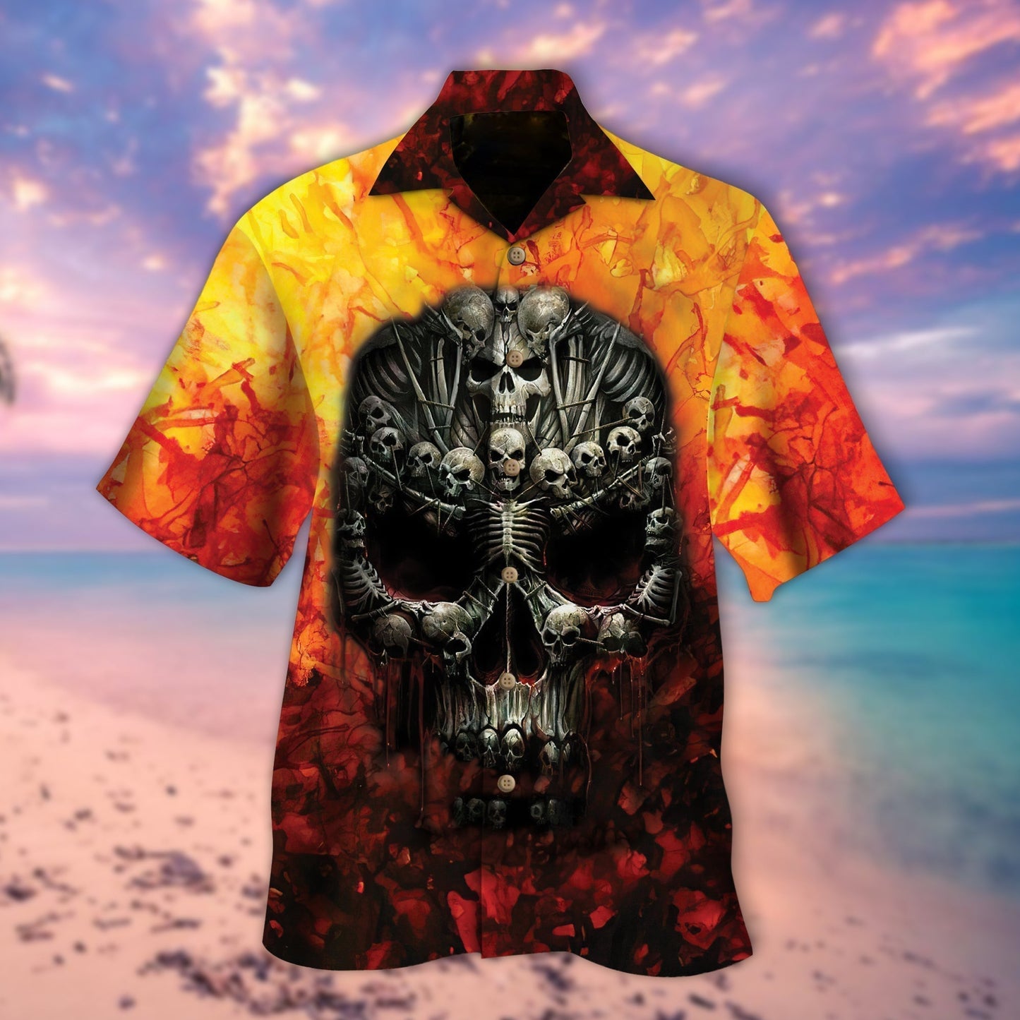 Skeleton Shaped Skull All Over Printed 3D Hawaiian Shirt, Cool Skeleton Hawaii Shirts HO5280