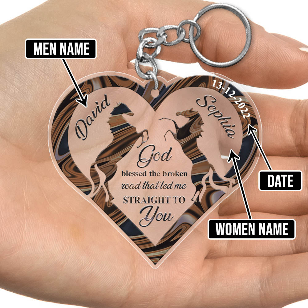 Personalized Horse Couple God Blessed Acrylic Keychain, Gift for Couple, Horse Lovers KO0092