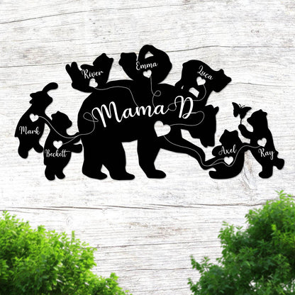 Personalized Mama Bear Metal Wall Decor, Gift For Mother's Day CN0038