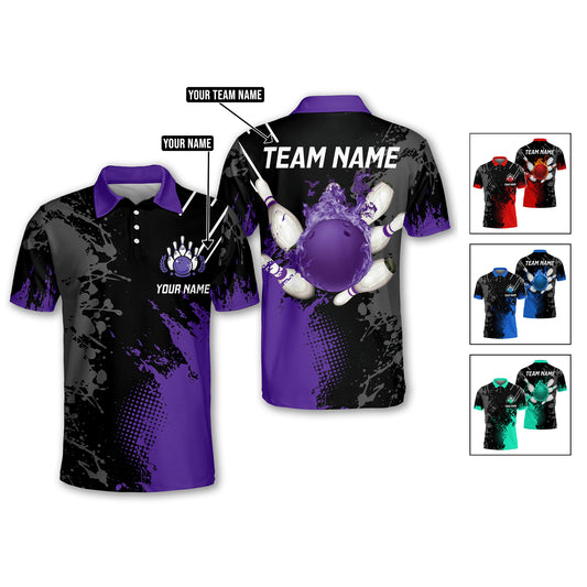 Custom Flame Bowling Polo Team Shirts BO0100