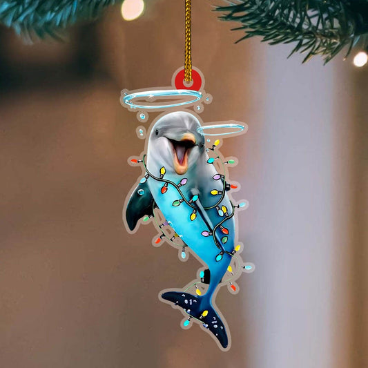 Dolphin Christmas Light Flat Acrylic Hanging Ornament Animals Shaped SO1237