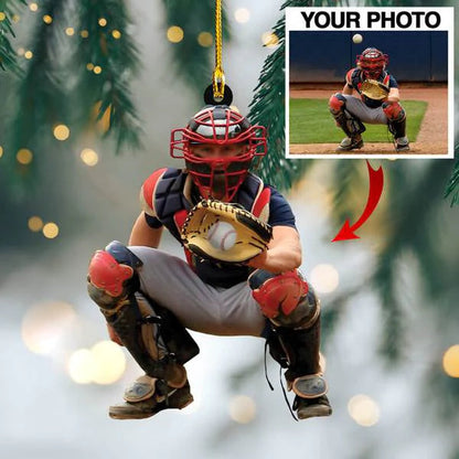 Custom Photo Baseball Christmas Ornament, Upload Image Baseball Flat Ornament, Gift for Team Baseball OO1821