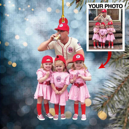 Custom Photo Baseball Christmas Ornament, Upload Image Baseball Flat Ornament, Gift for Team Baseball OO1821