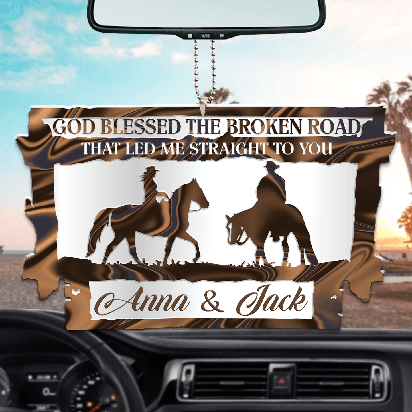 Cowboy Couple In Barn God Blessed Personalized Ornament, Couple Car Hanging Ornament OO0148