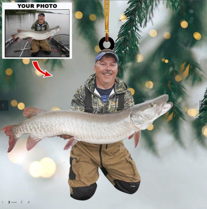 Personalized Photo Acrylic Christmas Ornament – Gift For Fishing Lover SO1146