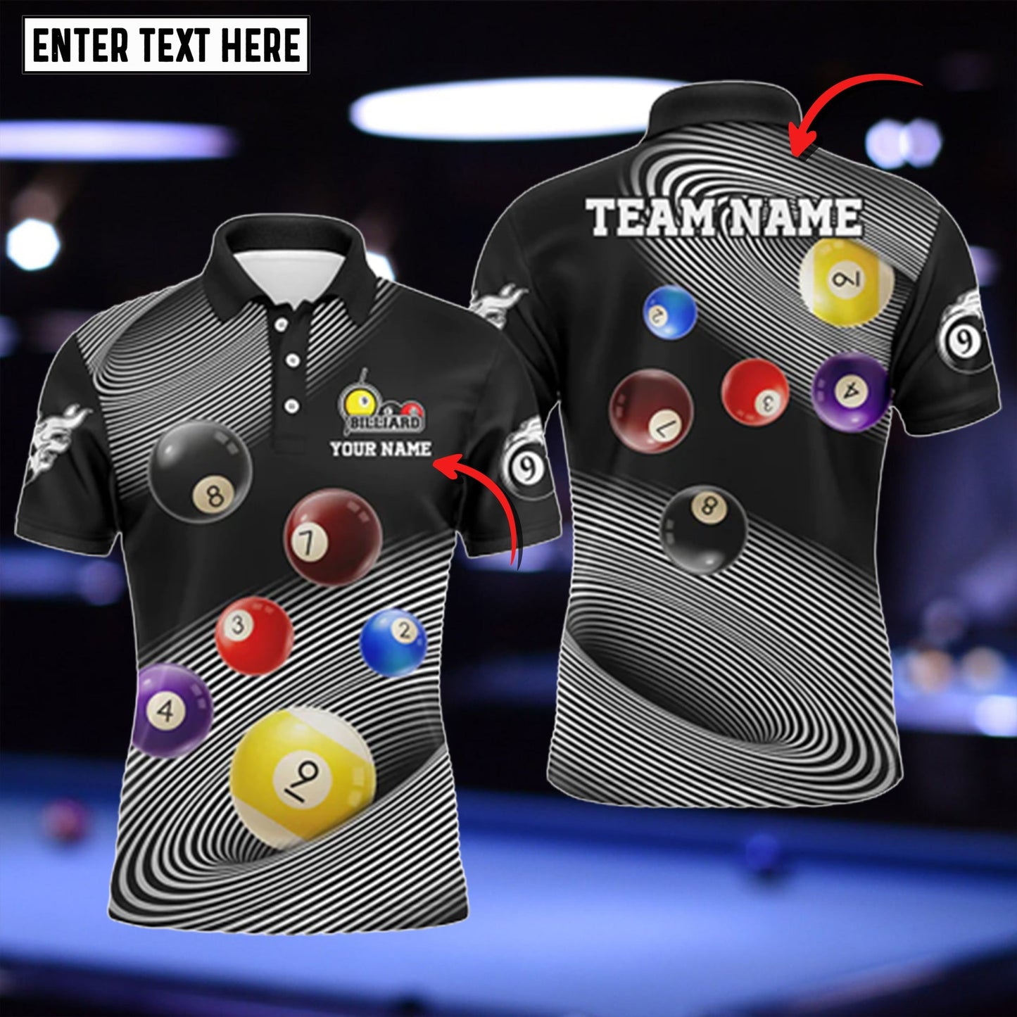 Tendpins Funny Billiard Balls Multicolor Personalized Name 3D Shirt BIA0553