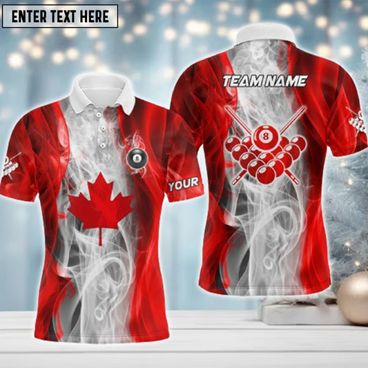 Tendpins Personalized Billiard Smoke Canadian Flag Polo Shirts For Men Custom Patriotic BIA0284