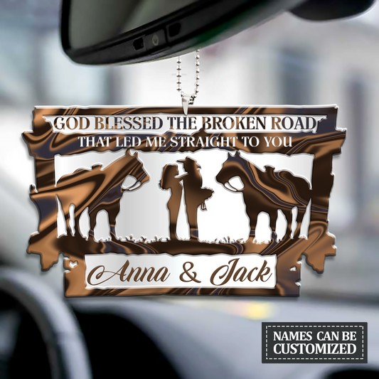 Horse Love God Blessed Personalized Ornament For Couple, Valentine Car Hanging Ornament, Ornament Gift For Wife Husband OO0145