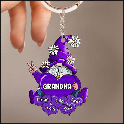 Colorful Grandma Mom Gnome Love Sweet Heart Keychain Custom Keychain For Mother Grandma Keychain KO0199