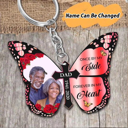 Custom Butterfly Keychain Lost Of Mom Dad Keychain In Loving Memory Gifts God Has You In His Arms Memorial Keychain KO0166