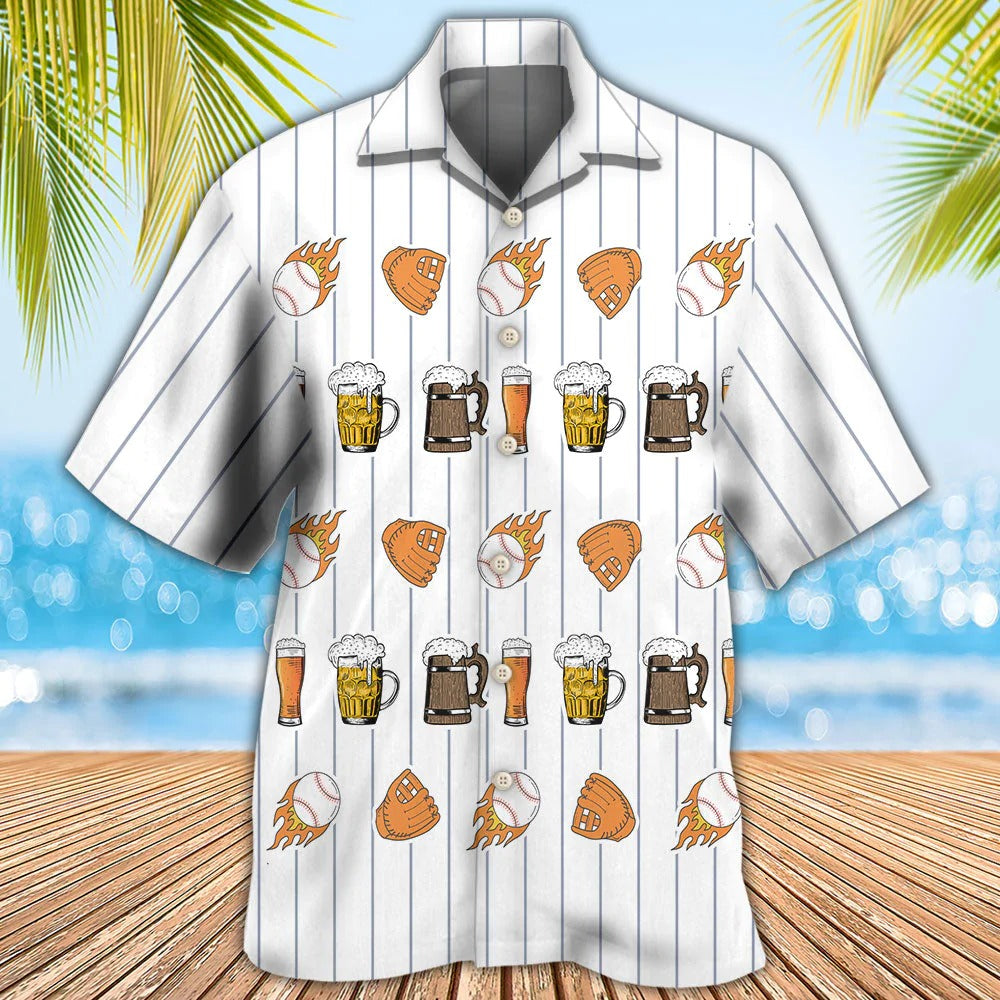 Beer I Like Beer And Baseball And Maybe 3 People Unisex Hawaiian Shirt HO5327