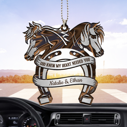 Personalized Couple Ornament For Car, Horse Monogram God Knew Couple Car Hanging Ornaments OO0117