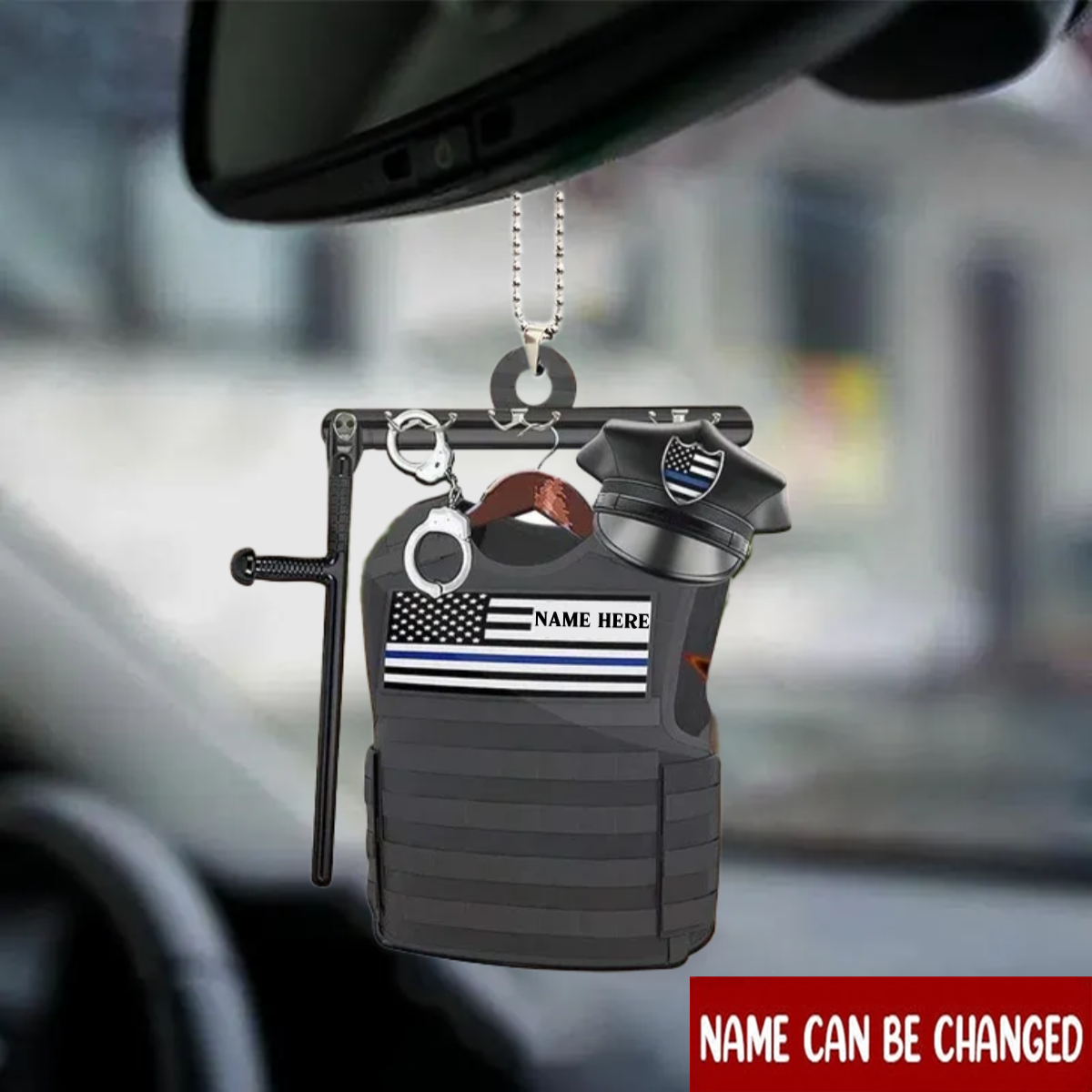 Police Vest Personalized Shaped Acrylic Ornament Interior For Car, Auto Ornament, Gift For New Cars OO0127