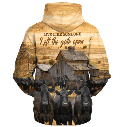 Black Angus Farm Left The Gate Open Hoodie, Angus Hoodie Premium Hoodie Men Women SO0499