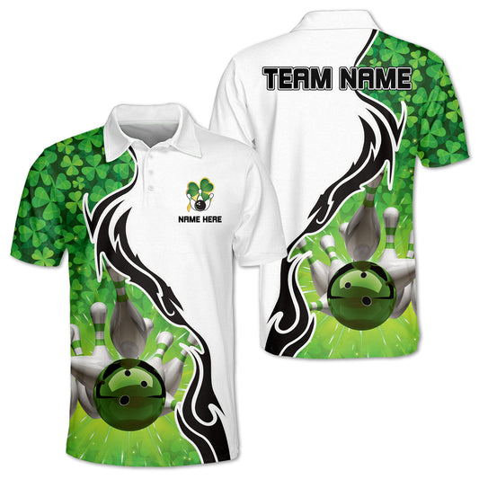 Custom St Patrick's Day Bowling Polo Shirts For Men, Custom Team Irish Bowling Shirt BM0307