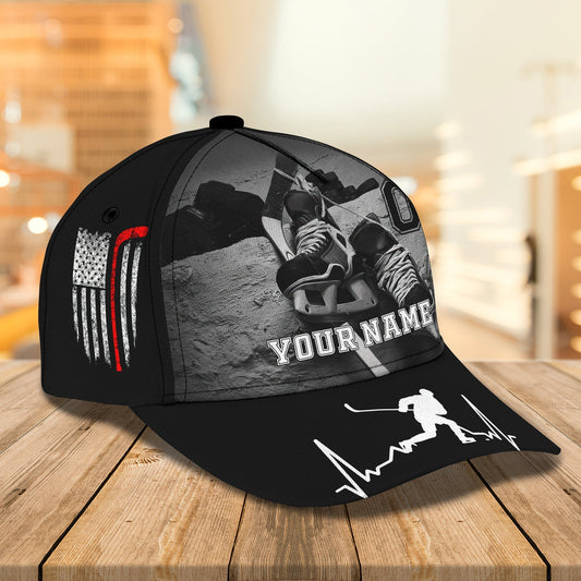 3D Classic Cap Love Hockey Personalized Name 6 Tendpins CA0777