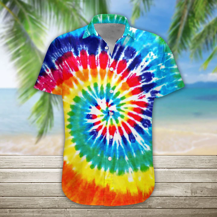 3D Tie Dye Hawaiian Shirt Casual Button Down Shirts Short Sleeve, Hawaiian shirt for men, women HO1096