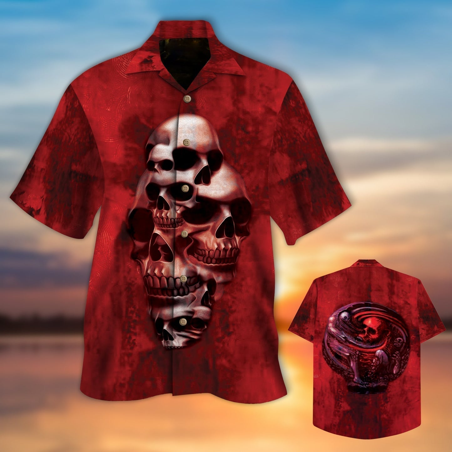 Red Skull All Over Printed 3D Hawaiian Shirt HO5305