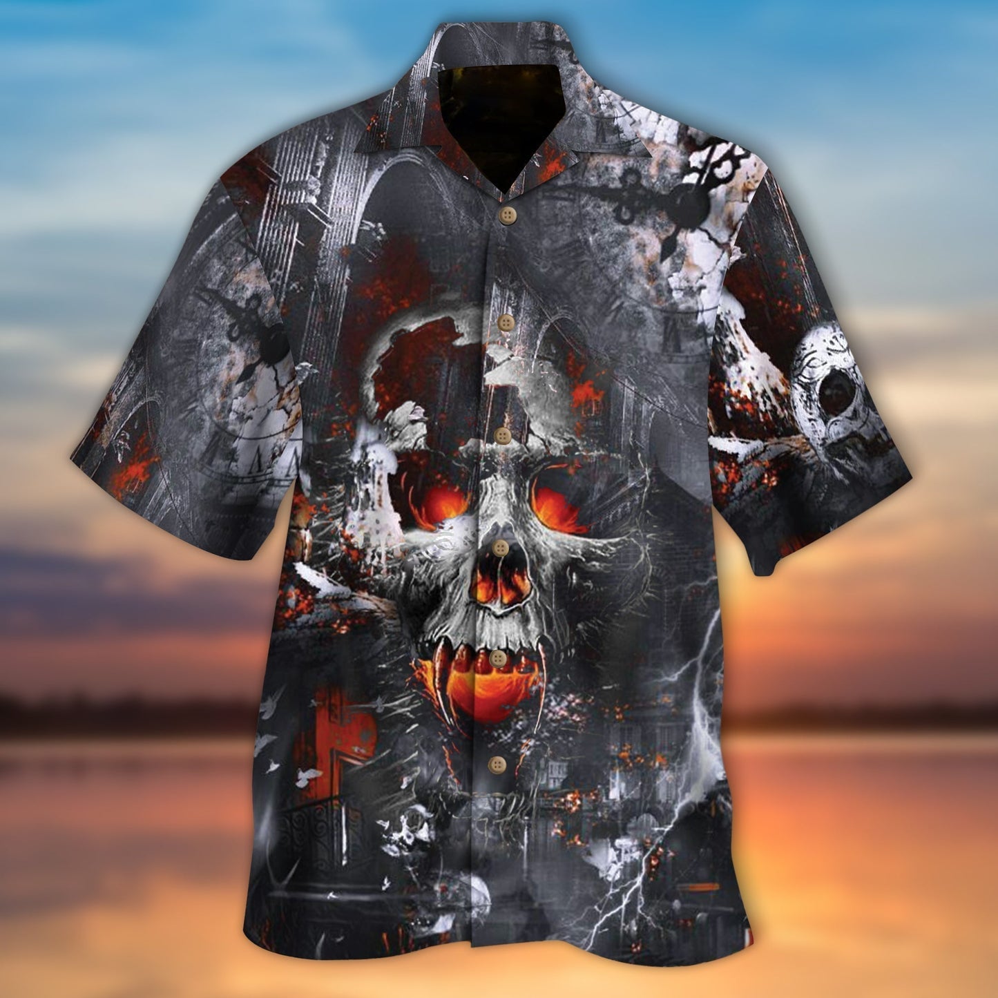 Cool Skull Halloween Hawaii Shirt Savage Skull In The House 3D Hawaiian Shirt HO5309