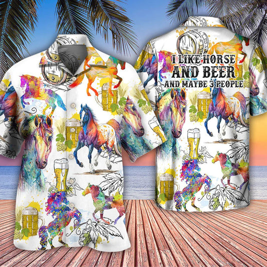 Horse I Like Horse And Beer Hawaiian Shirt Men Women HO5334