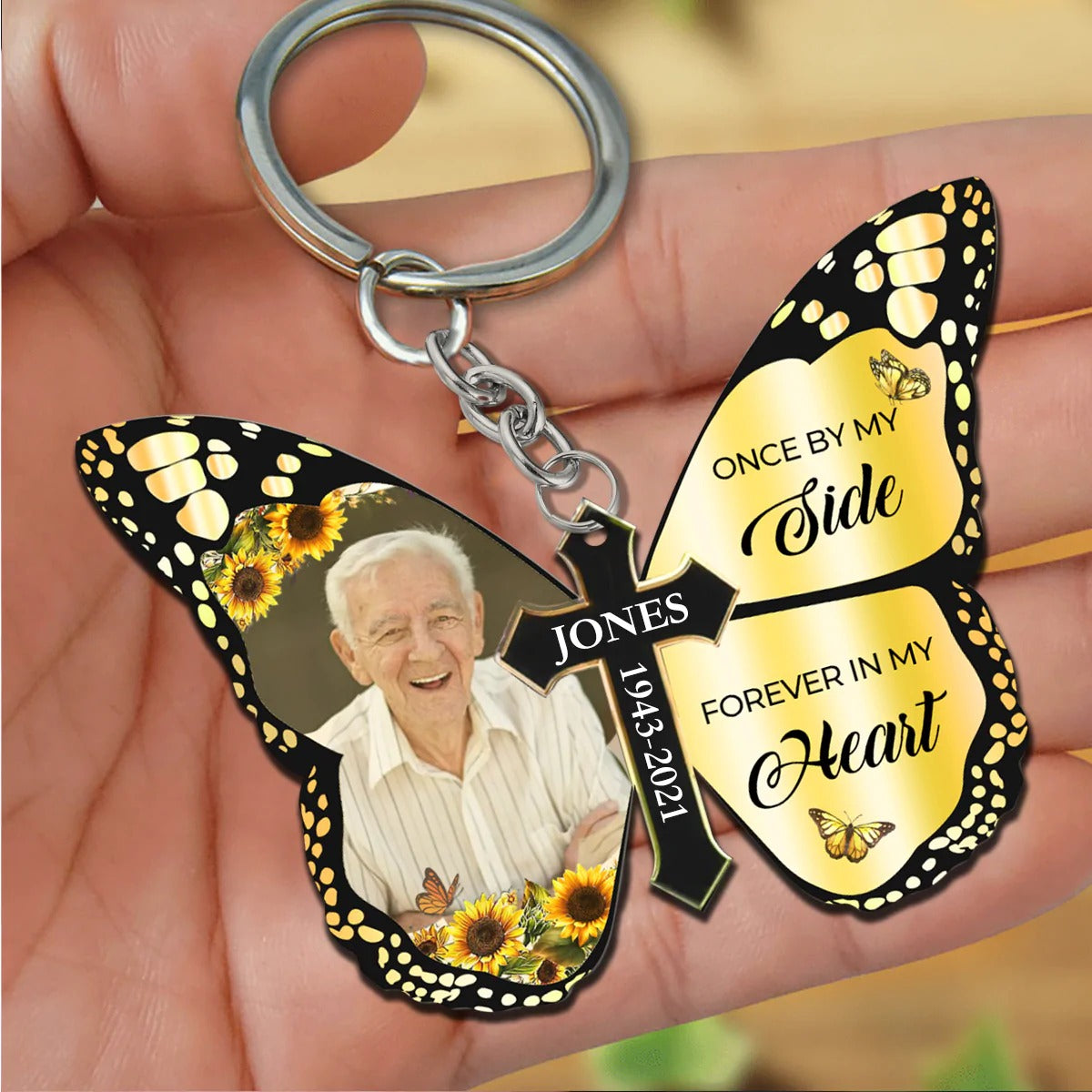 Custom Butterfly Keychain Lost Of Mom Dad Keychain In Loving Memory Gifts God Has You In His Arms Memorial Keychain KO0166