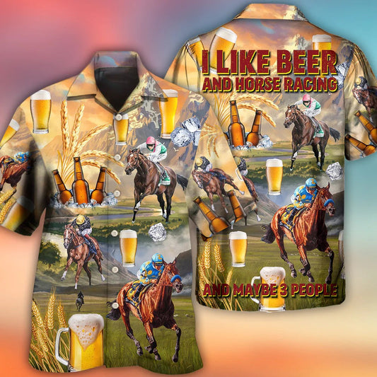 Beer And Horse Racing On The Steppe Hawaiian Shirt Men Women HO0392