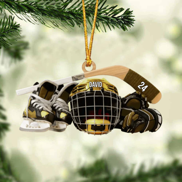 Personalized Christmas Ornament - Hockey Skates Helmet And Stick Gift For Hockey Lover OO1806