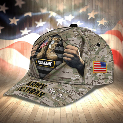 3D Classic Cap Army Veteran Personalized Name Cap 41 Tendpins CA1347