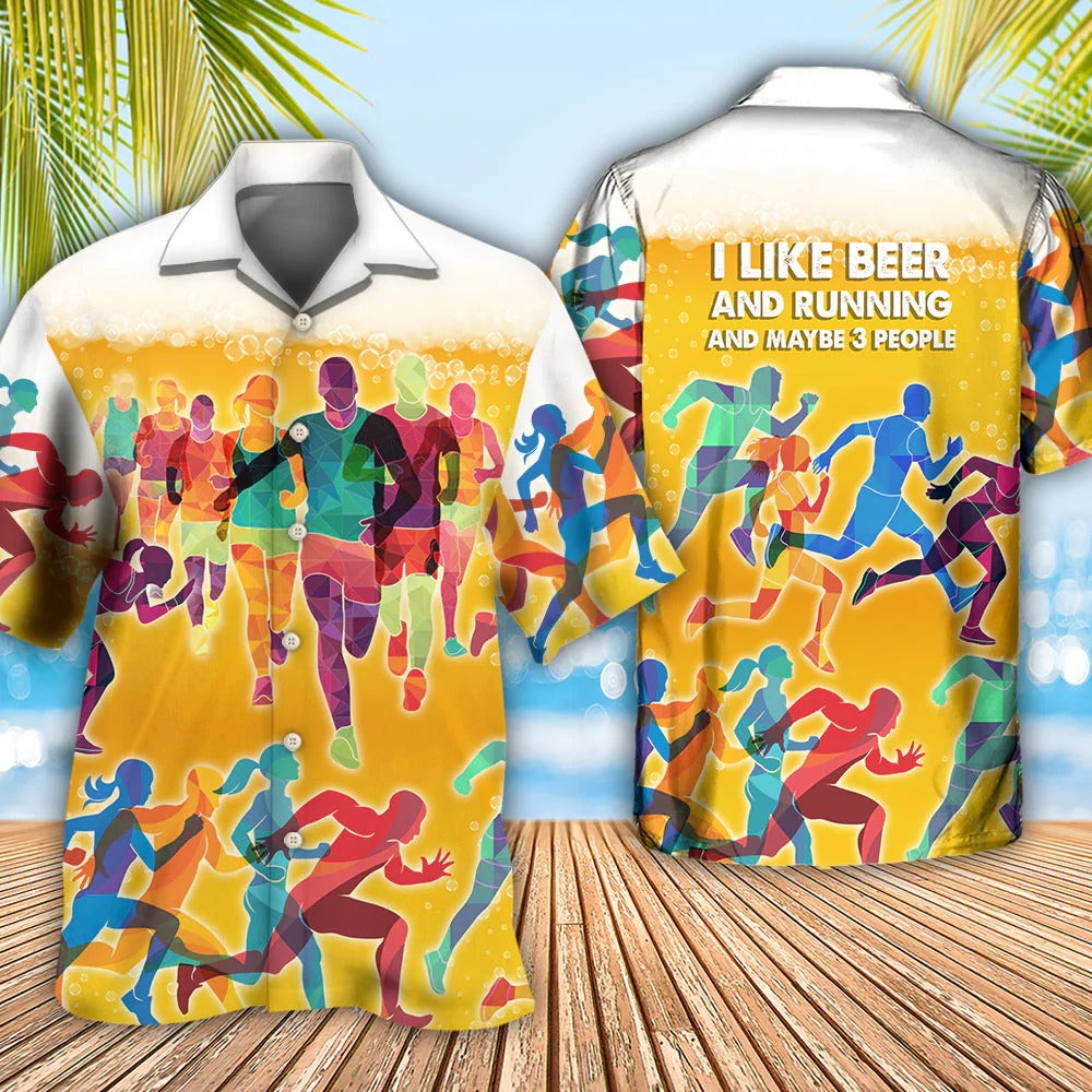 Beer I Like Beer And Running Hawaiian Shirt Men Women Gift For Beer Day Party Running Lover HO5322