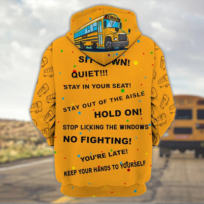 Custom Name 3D All About That Bus Zip Hoodie, School Bus Driver Hoodies Men Women SO1522