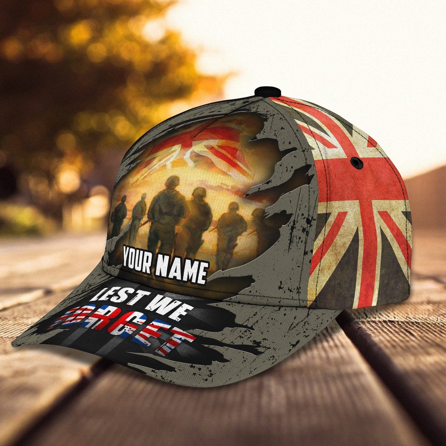 3D Classic Cap Let's We Forget Uk Veteran Personalized Name Cap 62 Tendpins CA2327