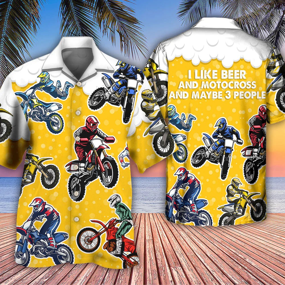 Beer I Like Beer And Motocross Hawaiian Shirt Men Women Beer Hawaii Aloha Beach Shirt HO5321