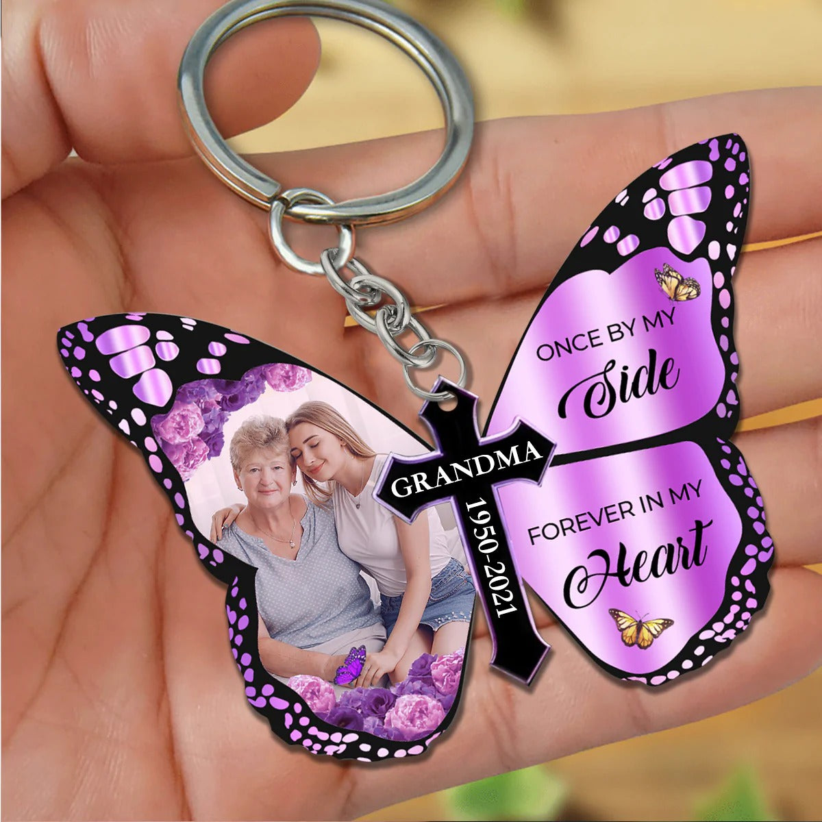 Custom Butterfly Keychain Lost Of Mom Dad Keychain In Loving Memory Gifts God Has You In His Arms Memorial Keychain KO0166