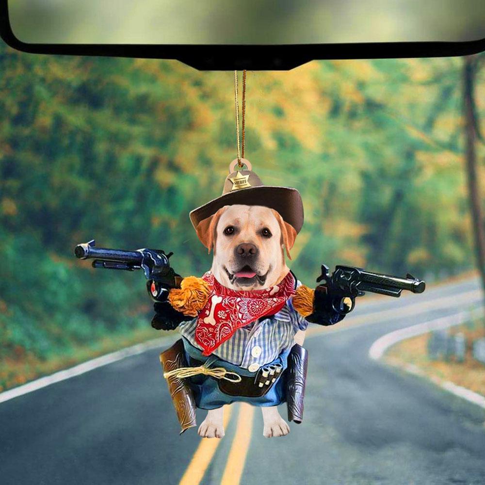 Yellow Labrador Cowboy Hanging Ornament For Car Dog Ornament Dog Lover Gift OO0674