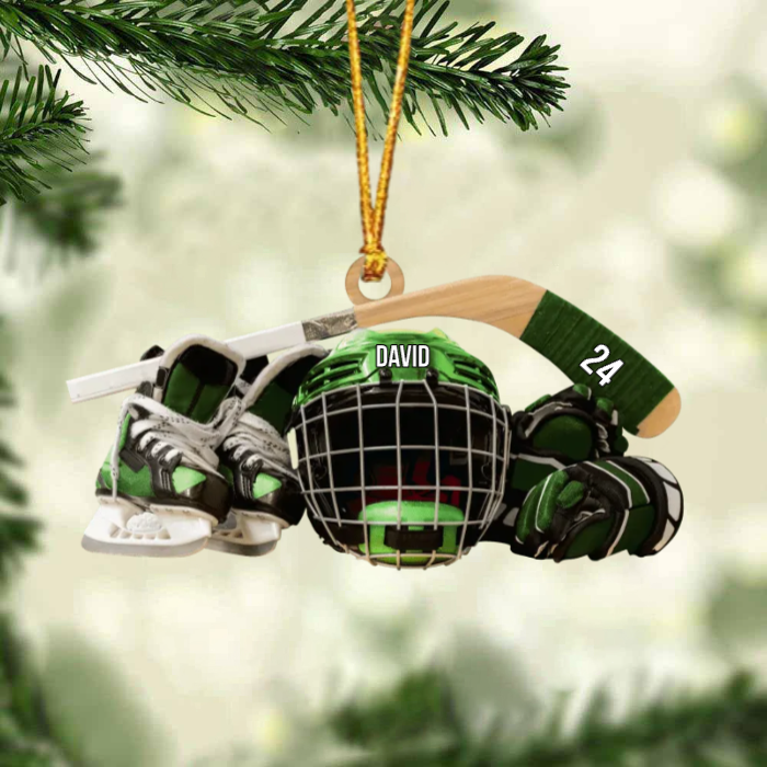 Personalized Christmas Ornament - Hockey Skates Helmet And Stick Gift For Hockey Lover OO1806