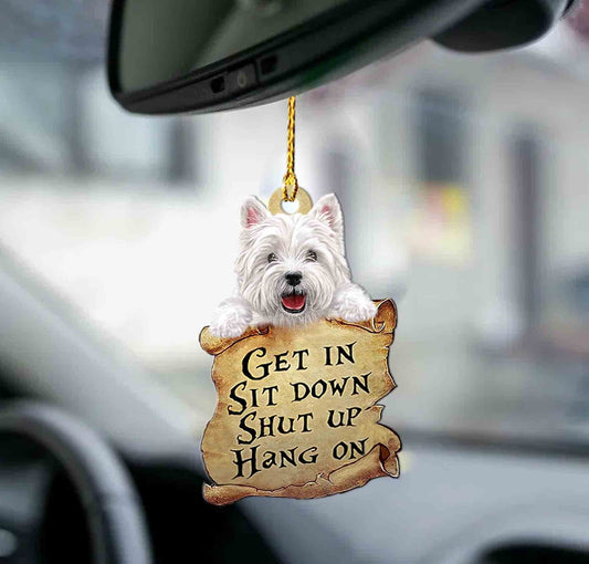 West Highland Car Ornaments, White Terrier get in West Highland White Terrier lover two sided ornament OO0178