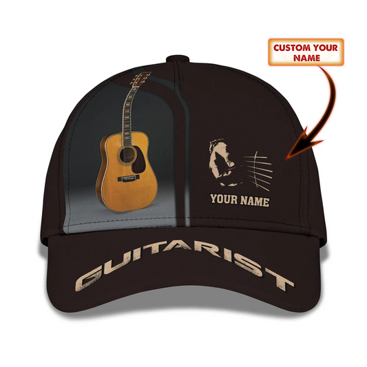 Guitar Classic Cap Guitarist Personalized Name 3D Baseball Cap Gift For Guitar Lover CA0448