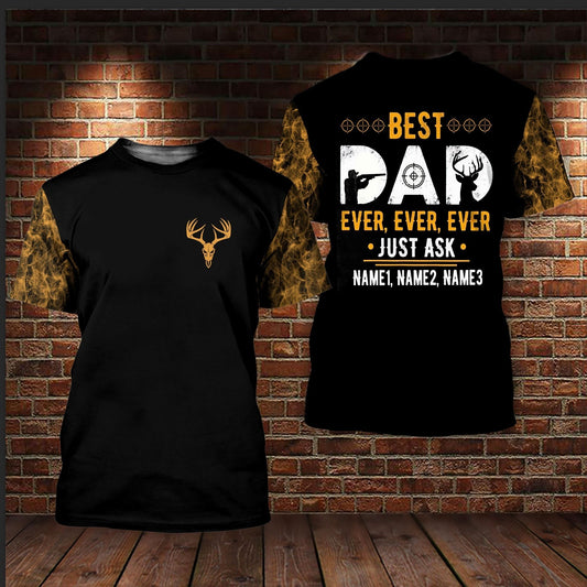 Custom Name Hunting Best Dad Ever 3D All Over Print Hoodie T Shirts For Dad On Father Day TO0109