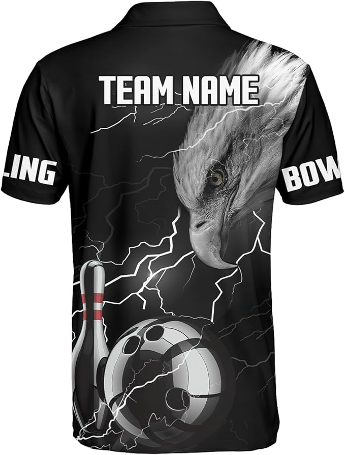 Custom Eagles Bowling Jersey Shirt For Men, Custom Black Eagles Bowling Team Shirt BZ0150