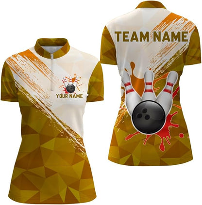 Custom White And Blue Team Bowling Jersey Shirt For Women, Custom Bowling Team Shirts BZ0062