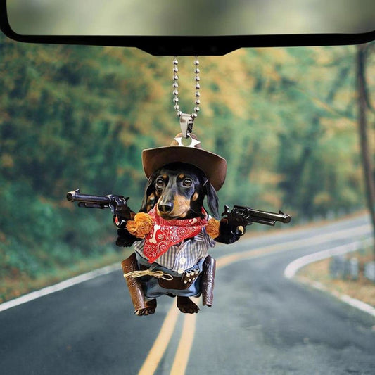 Dachshund Cowboy Car Hanging Ornament Dog Ornament Dog Lover Gift SO1087