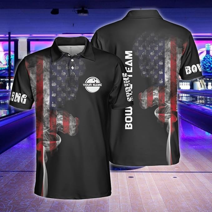 Custom American Flag Bowling Jersey Shirt For Men, Custom Patriotic Bowling Team Shirts BZ0048