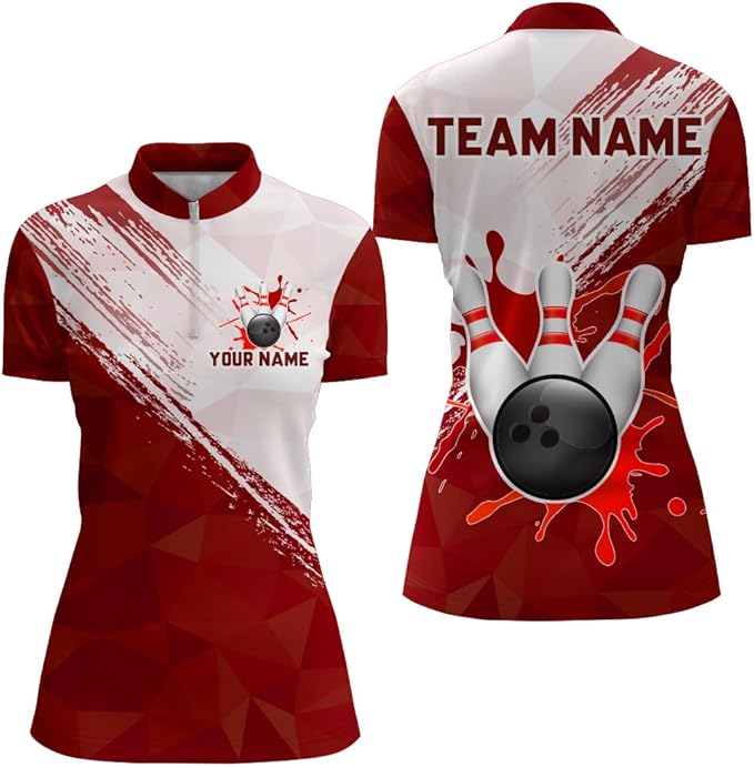 Custom White And Blue Team Bowling Jersey Shirt For Women, Custom Bowling Team Shirts BZ0062